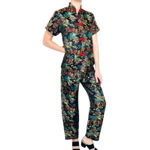 NWT Longevity Japanese Traditional Floral Shirt & Pant Set